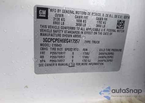 2014 Chevrolet Silverado 1500 Work Truck 1Wt z USA, uszkodzony, nr VIN 3GCPCPEH6EG417557